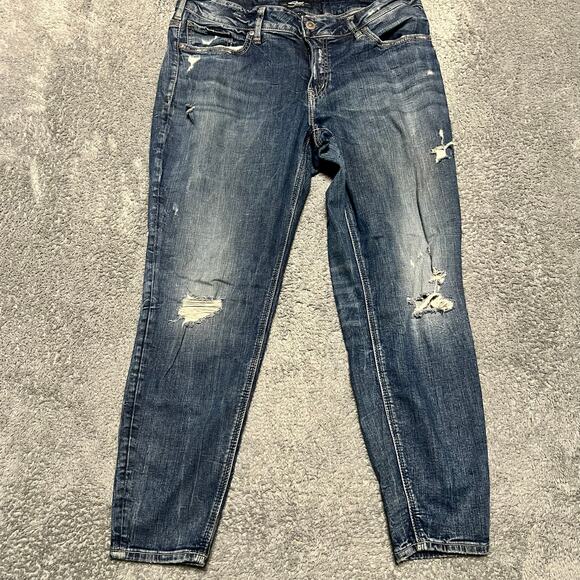 Silver Jeans Womens 18 /27 (36x27) Suki Ankle Skinny Western Thick Stitch - Picture 1 of 11